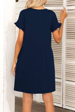 Load image into Gallery viewer, Flounce Sleeve Round Neck Dress with Pockets