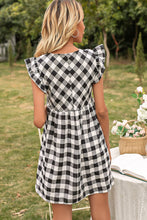 Load image into Gallery viewer, Plaid Butterfly Sleeve Deep V Dress