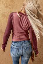 Load image into Gallery viewer, Color Block Exposed Seam Long Sleeve Top