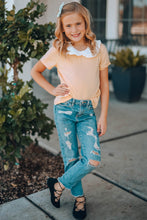 Load image into Gallery viewer, Girls Contrast Peter Pan Collar Short Sleeve Top