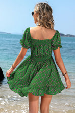 Load image into Gallery viewer, Polka Dot Square Neck Smocked Waist Dress
