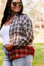 Load image into Gallery viewer, Sugarfox Destined for More Full Size Plaid Spliced Shacket