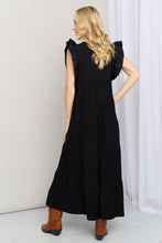 Load image into Gallery viewer, Zenana Flutter Sleeve Tiered Dress in Black