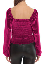 Load image into Gallery viewer, Smocked Square Neck Long Sleeve Blouse