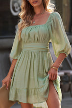 Load image into Gallery viewer, Tie-Back Ruffled Hem Square Neck Mini Dress