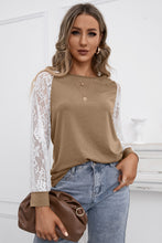 Load image into Gallery viewer, Lace Long Sleeve Contrast Top