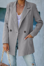 Load image into Gallery viewer, Double Take Double-Breasted Padded Shoulder Blazer with Pockets