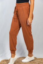 Load image into Gallery viewer, White Birch Full Size Drawstring Waist Rib-Knit Joggers with Pockets in Rust