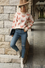 Load image into Gallery viewer, Heart Pattern Dropped Shoulder Sweater