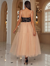 Load image into Gallery viewer, Two-Tone Tie-Shoulder Spliced Tulle Dress