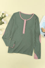Load image into Gallery viewer, Elbow Patch Waffle Knit Henley Top