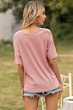 Load image into Gallery viewer, Color Block V Neck Tee