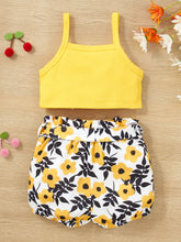 Load image into Gallery viewer, Decorative Button Tank and Floral Shorts Set