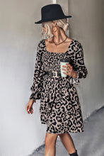Load image into Gallery viewer, Leopard Smocked Flounce Sleeve Tiered Dress