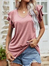 Load image into Gallery viewer, Layered Flutter Sleeve V-Neck Top