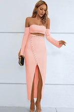 Load image into Gallery viewer, Off-Shoulder Cutout Front Split Dress