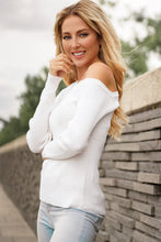 Load image into Gallery viewer, One-Shoulder Long Sleeve Ribbed Top