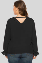 Load image into Gallery viewer, Plus Size Cutout Flounce Sleeve Blouse