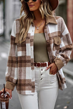 Load image into Gallery viewer, Plaid Brushed Button-Up Shirt Jacket