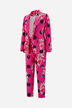 Load image into Gallery viewer, Polka Dot Floral Shawl Collar Blazer and Belted Pants Set