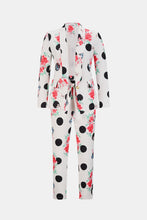 Load image into Gallery viewer, Polka Dot Floral Shawl Collar Blazer and Belted Pants Set