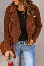 Load image into Gallery viewer, Belted Zip-Up Corduroy Jacket