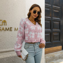 Load image into Gallery viewer, Floral Button Down Cropped Cardigan