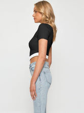 Load image into Gallery viewer, Contrast Trim Pointed Hem Ribbed Crop Top