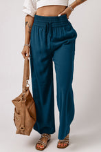 Load image into Gallery viewer, Drawstring Smocked Waist Wide Leg Pants