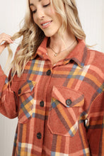 Load image into Gallery viewer, Zenana Pumpkin Spice Full Size Plaid Shacket in Rust