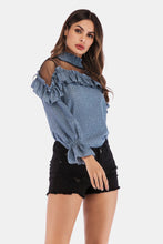Load image into Gallery viewer, Printed Ruffle Collar Flounce Sleeve Blouse