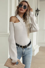 Load image into Gallery viewer, Halter Cold Shoulder Rib-Knit Sweater DIBS HALTER