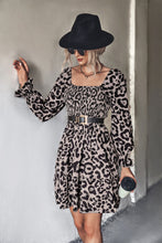 Load image into Gallery viewer, Leopard Smocked Flounce Sleeve Tiered Dress