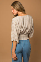 Load image into Gallery viewer, Gilli Chevron Smocked Cropped Peplum Top