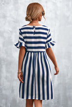 Load image into Gallery viewer, Striped Flounce Sleeve Dress