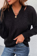 Load image into Gallery viewer, Cutout Shoulder Rib-Knit Sweater