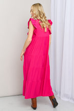 Load image into Gallery viewer, Zenana Flutter Sleeve Tiered Dress in Hot Pink
