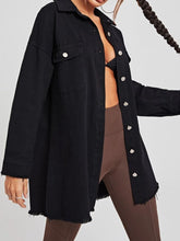 Load image into Gallery viewer, Collared Neck Button-Up Dropped Shoulder Denim Jacket