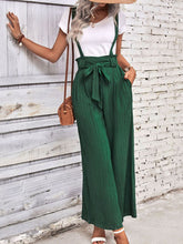 Load image into Gallery viewer, Wide Leg Tie Bow Detailed High Waist Overalls