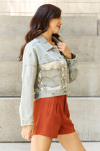 Load image into Gallery viewer, POL Morning Chills Oversized Snake Print Denim Jacket