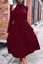 Load image into Gallery viewer, Ruffle Collar Pleated Long Sleeve Dress