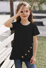 Load image into Gallery viewer, Girls Buttoned Tulip Hem T-Shirt