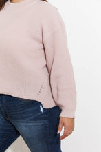 Load image into Gallery viewer, Heimish Losing Track Full Size Hem Detail Rib-Knit Sweater in Blush