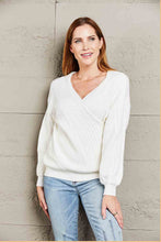 Load image into Gallery viewer, Double Take Ribbed Puff Sleeve Surplice Sweater