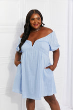 Load image into Gallery viewer, HEYSON Full Size Ruched Notched Neck Lace-Up Dress with Pockets