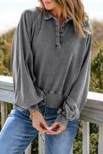 Load image into Gallery viewer, Quarter-Snap Collared Lantern Sleeve Sweatshirt