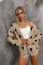 Load image into Gallery viewer, Polka Dot Open Front Dropped Shoulder Cardigan