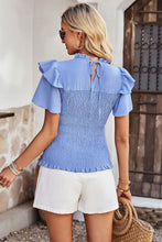 Load image into Gallery viewer, Smocked Tie Back Flutter Sleeve Blouse