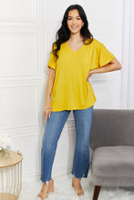 Load image into Gallery viewer, Yelete Full Size V-Neck Side Slit Tee