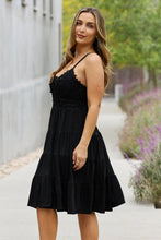 Load image into Gallery viewer, White Birch Full Size Metallic Crochet Lace Detail Midi Dress